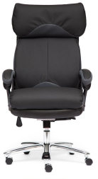 Кресло GRAND Кожа + кож.зам/ткань, черный/серый-12