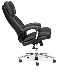 Кресло GRAND Кожа + кож.зам/ткань, черный/серый-12