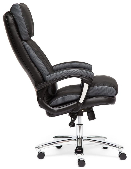 Кресло GRAND Кожа + кож.зам/ткань, черный/серый-12