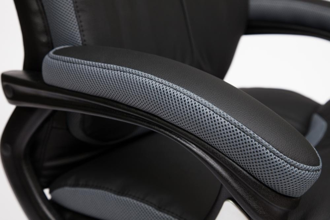 Кресло GRAND Кожа + кож.зам/ткань, черный/серый-12