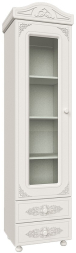 Шкаф-пенал со стеклом Ассоль АС-1 белое дерево