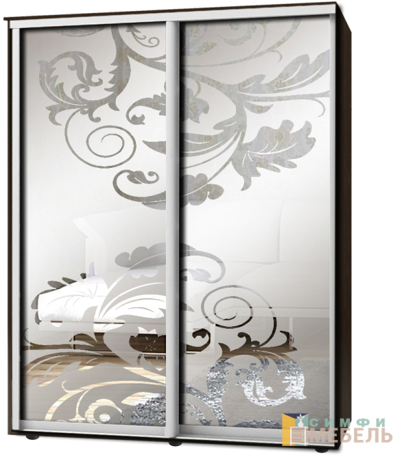 Шкаф-купе 2х дв Стандарт Пескоструй фон матовый № 43