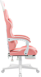 Кресло компьютерное DEFENDER Irifi, 2 подушки, подставка для ног, экокожа, розовое/белое, ш/к 26630, 64042