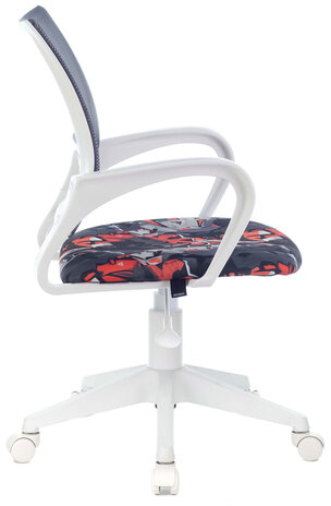 Кресло BRABIX "Fly MG-396W", с подлокотниками, пластик белый, сетка, серое с рисунком "Graffity", 532404, MG-396W_532404