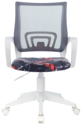 Кресло BRABIX "Fly MG-396W", с подлокотниками, пластик белый, сетка, серое с рисунком "Graffity", 532404, MG-396W_532404