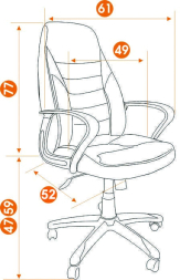 Кресло INTER кож/зам/ткань, черный/серый/серый, 36-6/207/14