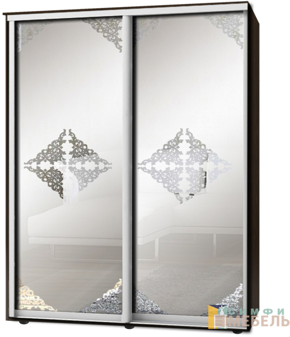 Шкаф-купе 2х дв Стандарт Пескоструй фон матовый № 44