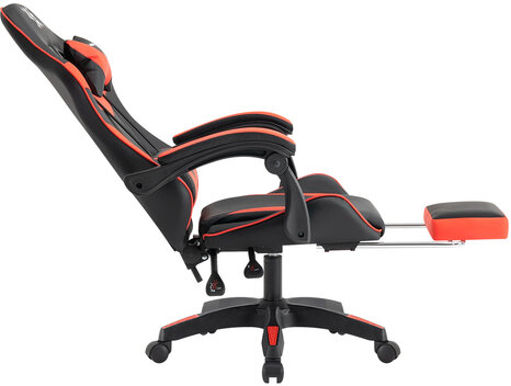 Кресло компьютерное DEFENDER Tornado, 2 подушки, подставка для ног, экокожа, черное/красное, ш/к 26722, 64057