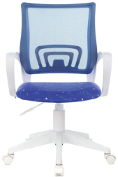 Кресло BRABIX "Fly MG-396W", с подлокотниками, пластик белый, сетка, темно-синее с рисунком "Space", 532405, MG-396W_532405