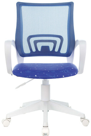 Кресло BRABIX "Fly MG-396W", с подлокотниками, пластик белый, сетка, темно-синее с рисунком "Space", 532405, MG-396W_532405