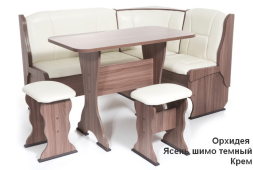 Кухонный уголок ОРХИДЕЯ (Уголок + стол + стулья.) Шимо темный/Крем