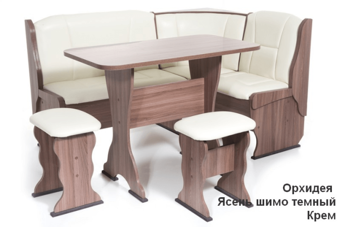 Кухонный уголок ОРХИДЕЯ (Уголок + стол + стулья.) Шимо темный/Крем