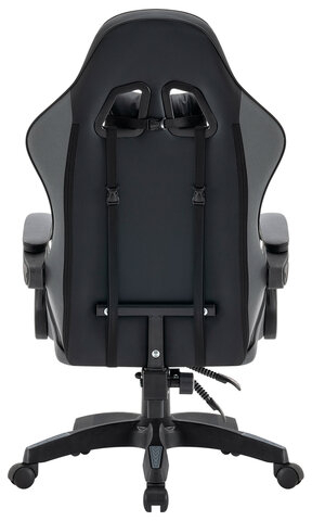 Кресло компьютерное DEFENDER Strider, 2 подушки, ткань/экокожа, черное/серое, ш/к 26715, 64056