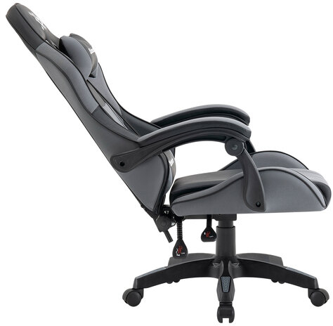 Кресло компьютерное DEFENDER Strider, 2 подушки, ткань/экокожа, черное/серое, ш/к 26715, 64056