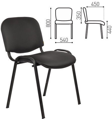 Стул для персонала и посетителей "ИЗО", черный каркас, кожзаменитель черный, Z-11