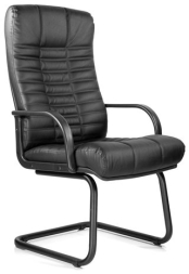 Кресло для приемных и переговорных "Атлант", кожа, черное
