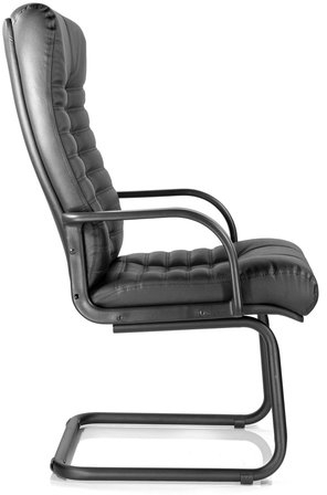 Кресло для приемных и переговорных "Атлант", кожа, черное