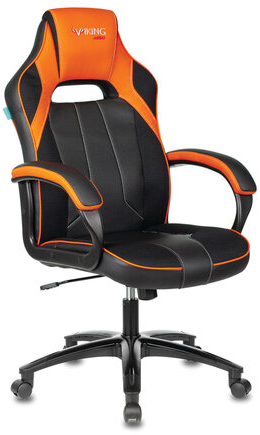 Кресло компьютерное Zombie VIKING 2 AERO, экокожа/ткань, черное/оранжевое, 1364177