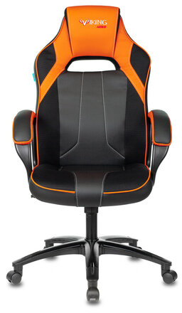 Кресло компьютерное Zombie VIKING 2 AERO, экокожа/ткань, черное/оранжевое, 1364177