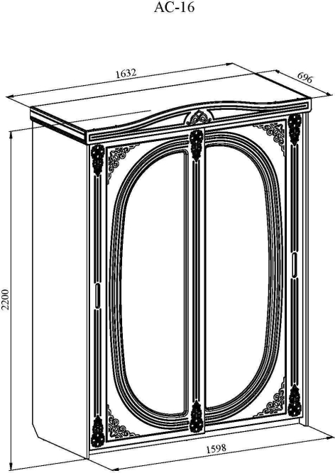 Шкаф-купе Ассоль АС-16 белое дерево