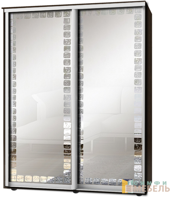 Шкаф-купе 2х дв Стандарт Пескоструй фон матовый № 46