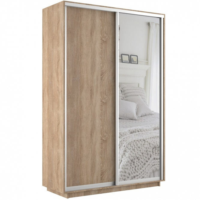 Шкаф-купе Экспресс 2-х дверный ( ЛДСП/Зеркало) Сонома