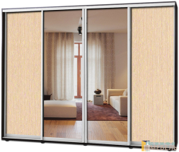 Шкаф купе 4х дв Комби 1 Венге светлый|Зеркало