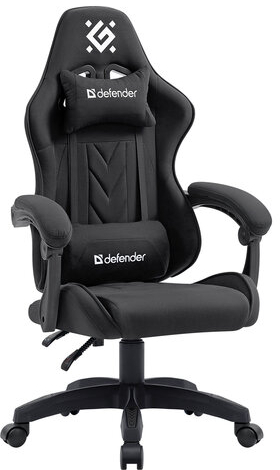 Кресло компьютерное DEFENDER Breeze, 2 подушки, ткань, черное, ш/к 25749, 64299