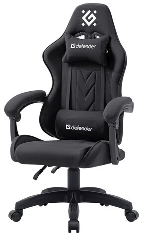 Кресло компьютерное DEFENDER Breeze, 2 подушки, ткань, черное, ш/к 25749, 64299