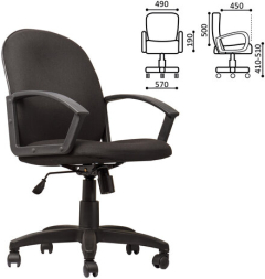 Кресло оператора "Компакт", СН 681, с подлокотниками, черное