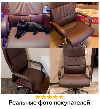 Кресло офисное BRABIX "Space EX-508", экокожа, хром, коричневое, 531164