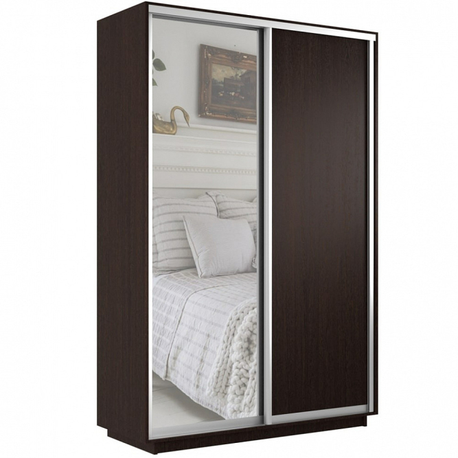 Шкаф-купе Экспресс 2-х дверный ( ЛДСП/Зеркало) Венге