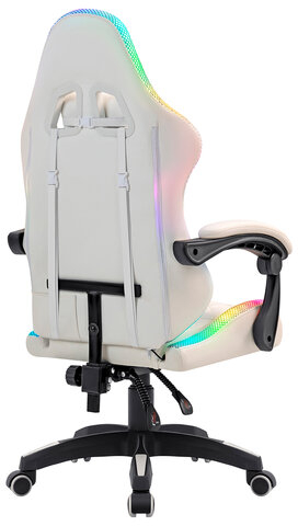 Кресло компьютерное DEFENDER Energy, 2 подушки, RGB подсветка, экокожа, белое, ш/к 24605, 64557