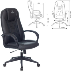 Кресло компьютерное ZOMBIE 8, 2 подушки, экокожа, черное, 1583069