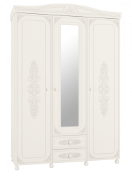Шкаф трёхстворчатый с зеркалом Ассоль АС-27 белое дерево