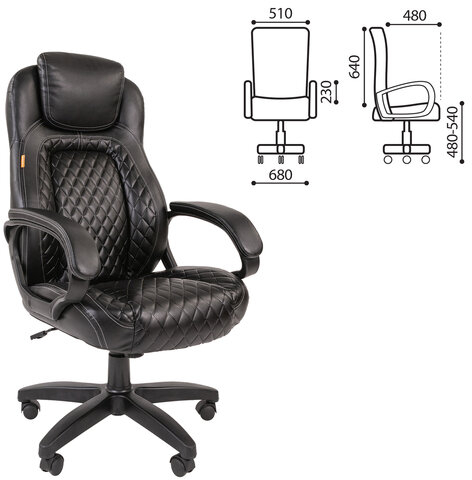 Кресло офисное CH 432, экокожа, черное, 7028641