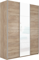Шкаф-купе Прайм 3-х дверный (ЛДСП/Стекло белое/ЛДСП) Сонома