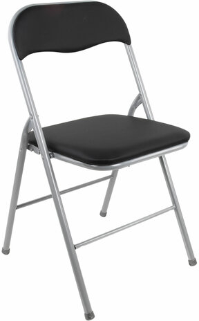 Стул складной BRABIX &quot;Golf CF-007&quot;, серебристый каркас, кожзам чёрный, 532891
