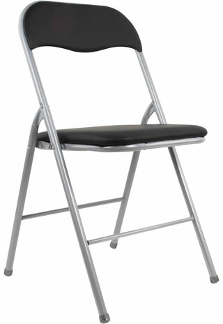 Стул складной BRABIX &quot;Golf CF-007&quot;, серебристый каркас, кожзам чёрный, 532891