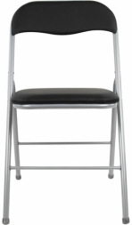 Стул складной BRABIX &quot;Golf CF-007&quot;, серебристый каркас, кожзам чёрный, 532891