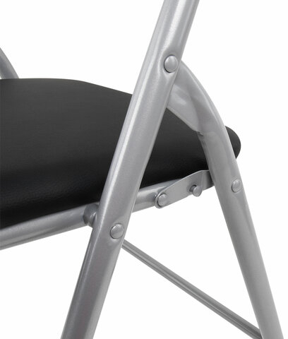 Стул складной BRABIX &quot;Golf CF-007&quot;, серебристый каркас, кожзам чёрный, 532891