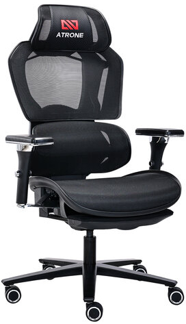 Кресло ATRONE "Optimus ER-707", адаптивный механизм со слайдером, сетка, черный/серый, 532967