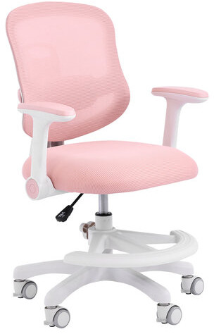 Кресло детское с подставкой для ног BRABIX KIDS MG-215, сетка/ткань TW, розовое, 533311