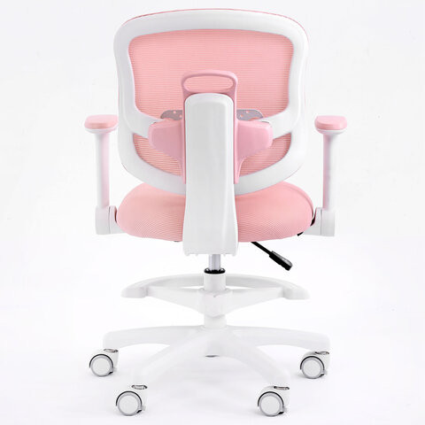 Кресло детское с подставкой для ног BRABIX KIDS MG-215, сетка/ткань TW, розовое, 533311