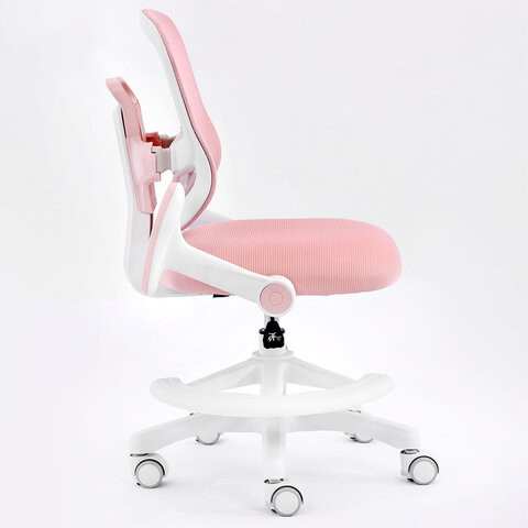 Кресло детское с подставкой для ног BRABIX KIDS MG-215, сетка/ткань TW, розовое, 533311