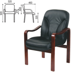 Кресло для приемных и переговорных СН-658/CH-422, кожа, черное, 6025104