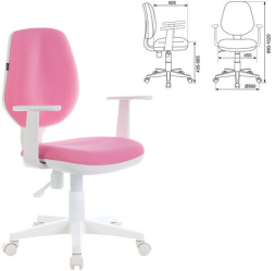Кресло BRABIX "Fancy MG-201W", с подлокотниками, пластик белый, розовое, 532409, MG-201W_532409
