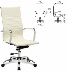 Кресло офисное BRABIX "Energy EX-509", экокожа, хром, бежевое, 531166
