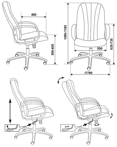 Кресло офисное T-898AXSN, ткань, черное, 1070382