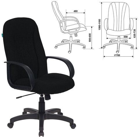 Кресло офисное T-898AXSN, ткань, черное, 1070382
